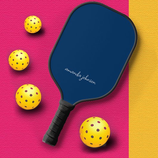 Elegant Chic Navy Blue Monogram Pickleball Schläger