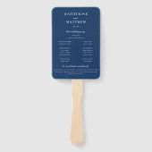 Elegant Chic Navy Blue Wedding Zeremony Program Fächer (Vorderseite)