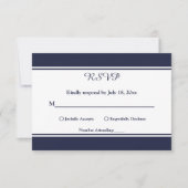 Elegant Chic Navy Blue White Classy Moderne Hochze RSVP Karte (Vorderseite)