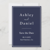 Elegant Chic Navy Blue White Formal Wedding Save The Date (Vorderseite)