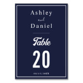 Elegant Chic Navy Blue White Formal Wedding Tischnummer (Rückseite)