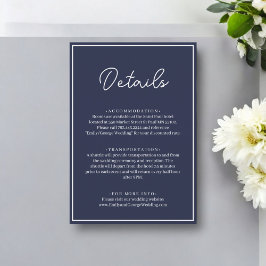 Elegant Chic Navy Blue White Minimal Wedding Begleitkarte