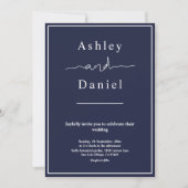 Elegant Chic Navy Blue White Modern Simple Wedding Einladung (Vorderseite)