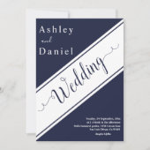 Elegant Chic Navy Blue White Moderne Luxus Hochzei Einladung (Vorderseite)
