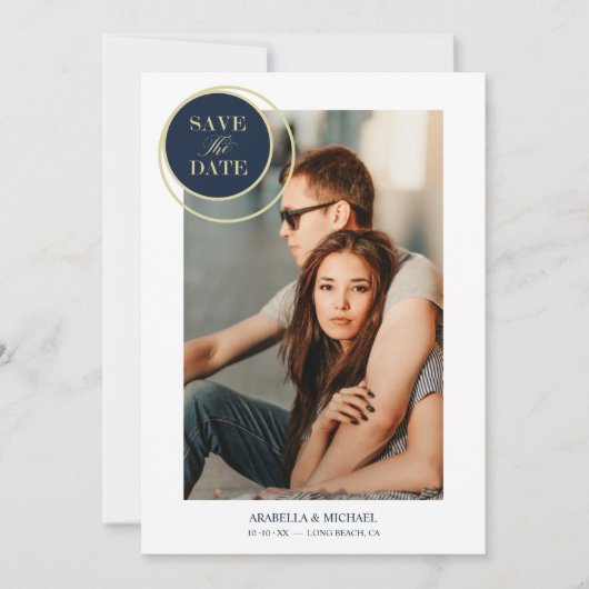 Elegant Chic Navy Gold Photo Sophisticated Wedding (Vorderseite)