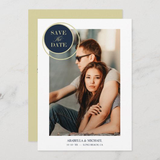 Elegant Chic Navy Gold Photo Sophisticated Wedding (Vorne/Hinten)