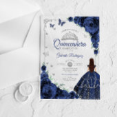 Elegant Chic Navy Roses Silver Quinceanera  Acryleinladungen