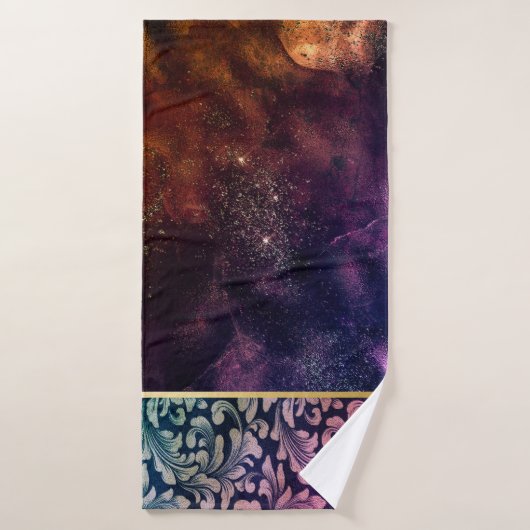 Elegant Chic Old Gold Swirls Lines Galaxy Badhandtuch Set (Badehandtuch)