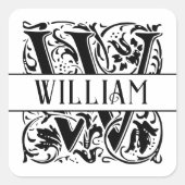 Elegant Chic Personalisiert Initial W Monogram Nam Quadratischer Aufkleber (Vorderseite)