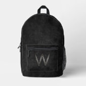 Elegant Chic Personalisiert Monogram Charcoal Blac Bedruckter Rucksack (Vorderseite)
