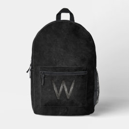 Elegant Chic Personalisiert Monogram Charcoal Blac Bedruckter Rucksack
