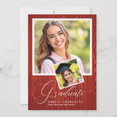 Elegant Chic Photo Collage Rustic Graduation Einladung (Rückseite)