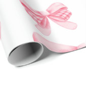 Elegant & Chic Pink Bow Girl Babydusche Geschenkpapier (Rolleneckpunkt)