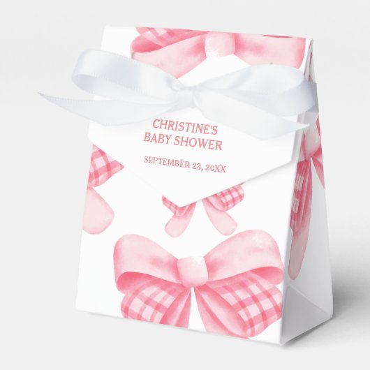 Elegant & Chic Pink Bow Girl Babydusche Geschenkschachtel (Vorderseite)