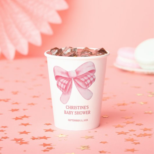 Elegant & Chic Pink Bow Girl Babydusche Pappbecher (Insitu)