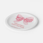 Elegant & Chic Pink Bow Girl Babydusche Pappteller (Schrägansicht)