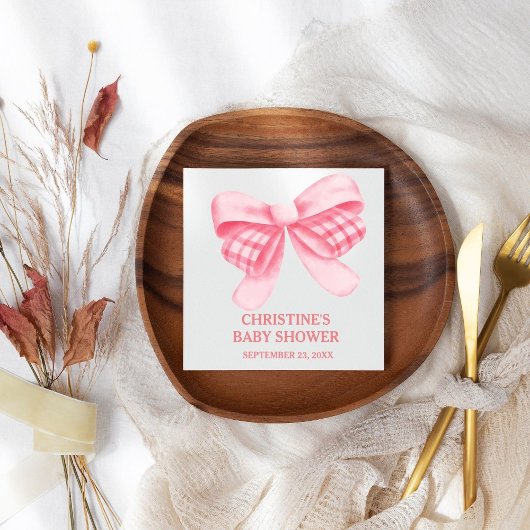 Elegant & Chic Pink Bow Girl Babydusche Serviette