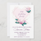 Elegant Chic Pink Floral 87. Geburtstag Einladung (Vorderseite)
