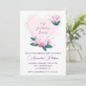 Elegant Chic Pink Floral 91. Geburtstag Einladung (Stehend Vorderseite)