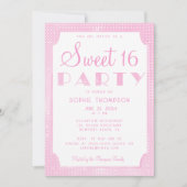 Elegant Chic Pink Glitzer Sequins Sweet 16 Party Einladung (Vorderseite)