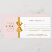 Elegant Chic Pink & Gold Business Gift Certificate (Vorne/Hinten)