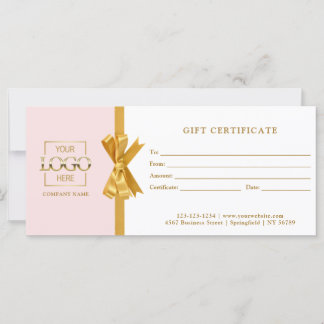 Elegant Chic Pink & Gold Business Gift Certificate