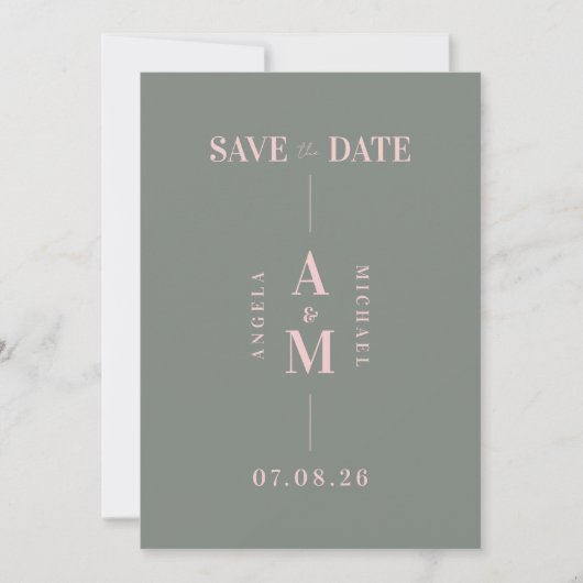 Elegant Chic Pink Green Wedding Save the Date (Vorderseite)