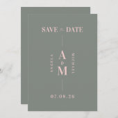 Elegant Chic Pink Green Wedding Save the Date (Vorne/Hinten)