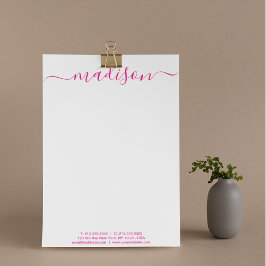 Elegant Chic Pink Handgeschriebene Script Mail Briefbogen