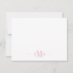 Elegant Chic Pink Monogram 3 Initialen Mitteilungskarte