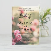 Elegant Chic Pink Rose Blossom Blumenzehen Einladung (Stehend Vorderseite)