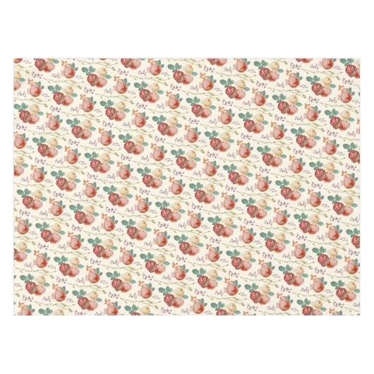 Elegant Chic Pink Roses Floral auf Beige Tischdecke (Vorderseite (Horizontal))