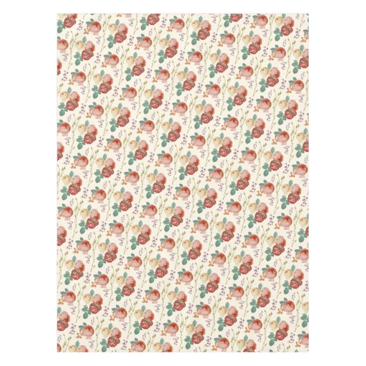 Elegant Chic Pink Roses Floral auf Beige Tischdecke (Vorderseite)