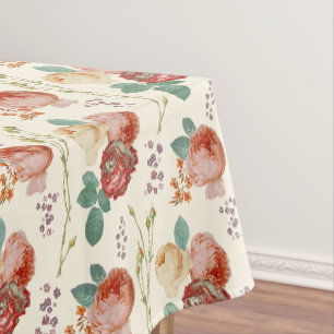 Elegant Chic Pink Roses Floral auf Beige Tischdecke