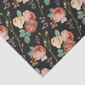 Elegant Chic Pink Roses Floral on Black Seidenpapier (Ausschnitt)