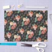 Elegant Chic Pink Roses Floral on Black Seidenpapier (Handwerk)