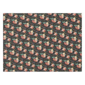 Elegant Chic Pink Roses Floral on Black Tischdecke (Vorderseite (Horizontal))