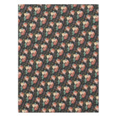 Elegant Chic Pink Roses Floral on Black Tischdecke (Vorderseite)