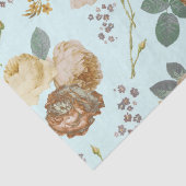 Elegant Chic Pink Roses Floral on Light Blue Seidenpapier (Detail)