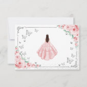 Elegant Chic Pink Silver Quinceanera Reply RSVP Karte (Rückseite)