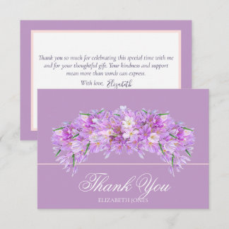 Elegant Chic Purple Crocus Bridal Shower Thank You Dankeskarte