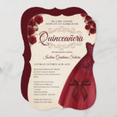Elegant Chic Quinceanera 15th Birthday Burgundy Einladung (Vorne/Hinten)