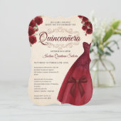Elegant Chic Quinceanera 15th Birthday Burgundy Einladung (Stehend Vorderseite)