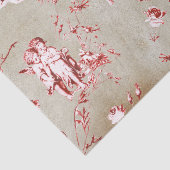 Elegant Chic Red Cupid Angels Floral Toile Kraft Seidenpapier (Detail)