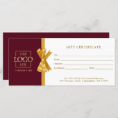 Elegant Chic Red Gold Business Gift Certificate (Vorne/Hinten)