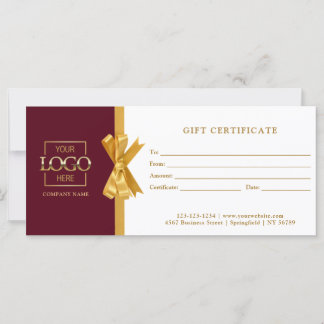 Elegant Chic Red Gold Business Gift Certificate