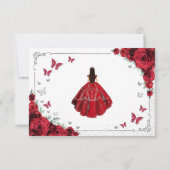 Elegant Chic Red Silver Quinceanera Reply RSVP Karte (Rückseite)