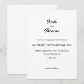 Elegant Chic Romantic Minimalist Classic White Einladung (Vorne/Hinten)