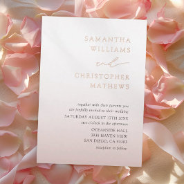 Elegant Chic Rose Gold Typography Wedding Folieneinladung