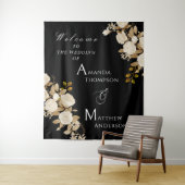 Elegant Chic Rose Monogram Black Wandteppich (Beispiel)